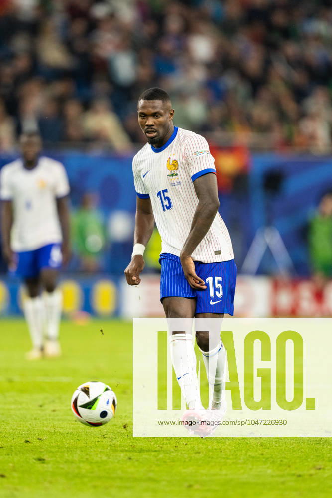 Portugal v France, UEFA EURO, EM, Europameisterschaft,Fussball 2024, Hamburg, Germany Hamburg, Germany. 05th, July 2024. Marcus Thuram (15) of France seen during the UEFA Euro 2024 quarter final match between Portugal and France at Volksparkstadion in Hamburg. Hamburg Germany