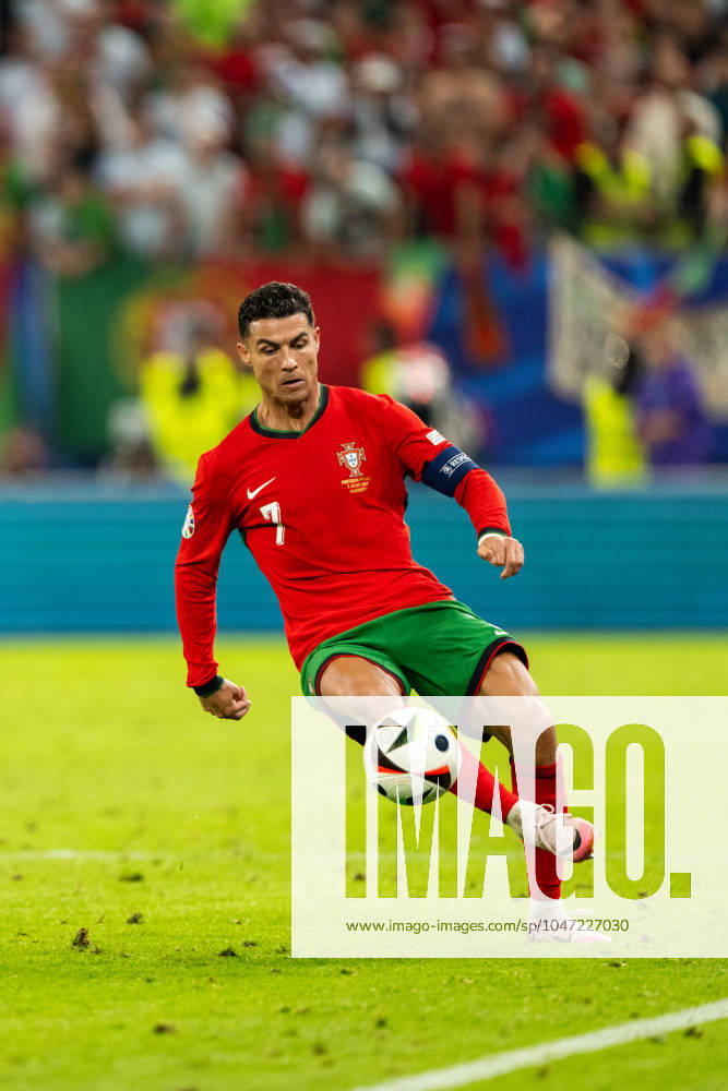 Portugal v France, UEFA EURO, EM, Europameisterschaft,Fussball 2024, Hamburg, Germany Hamburg, Germany. 05th, July 2024. Cristiano Ronaldo (7) of Portugal seen during the UEFA Euro 2024 quarter final match between Portugal and France at Volksparkstadion in Hamburg. Hamburg Germany