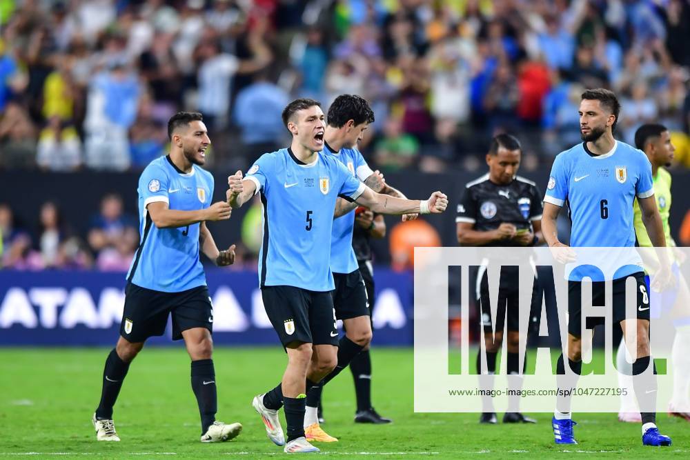 Copa America USA 2024 Uruguay (4p) 0-0 (2p) Brazil - Quarter-final Manuel Ugarte of Uruguayduring the CONMEBOL Copa America 2024 Quarter-final match between Uruguay and Brazil, at Allegiant Stadium, on July 06, 2024 in Las Vegas, Nevada, United States. LAS VEGAS NEVADA UNITED STATES