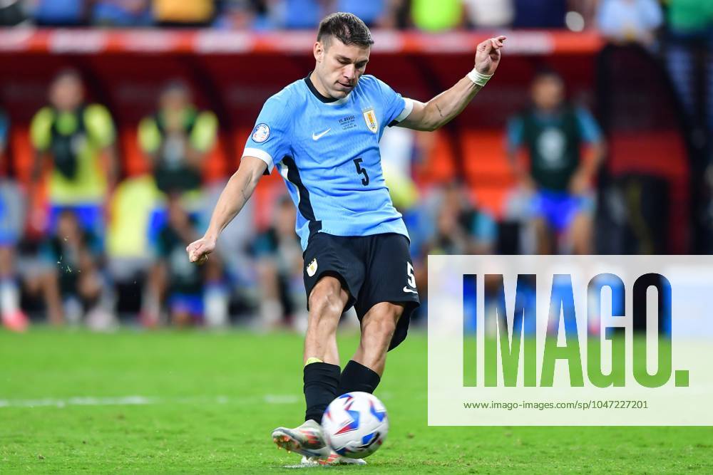 Copa America USA 2024 Uruguay (4p) 0-0 (2p) Brazil - Quarter-final Manuel Ugarte of Uruguay during the CONMEBOL Copa America 2024 Quarter-final match between Uruguay and Brazil, at Allegiant Stadium, on July 06, 2024 in Las Vegas, Nevada, United States. LAS VEGAS NEVADA UNITED STATES