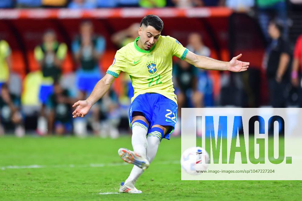 Copa America USA 2024 Uruguay (4p) 0-0 (2p) Brazil - Quarter-final Gabriel Martinelli of Brazil during the CONMEBOL Copa America 2024 Quarter-final match between Uruguay and Brazil, at Allegiant Stadium, on July 06, 2024 in Las Vegas, Nevada, United States. LAS VEGAS NEVADA UNITED STATES