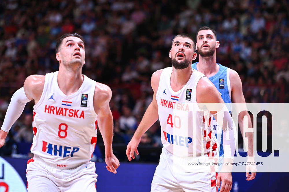 Croatia v Greece - FIBA Olympic Qualifying Tournament 2024 Final Ivica Zubac is playing with Mario Hezonja of Croatia during the FIBA Olympic Qualifying Tournament 2024 Final match between Croatia and Greece at Peace & Friendship Stadium on July 7, 2024, in Piraeus, Greece. Piraeus Greece