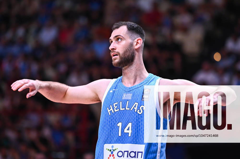 Croatia v Greece - FIBA Olympic Qualifying Tournament 2024 Final Georgios Papagiannis of Greece is playing during the FIBA Olympic Qualifying Tournament 2024 Final match between Croatia and Greece at Peace & Friendship Stadium in Piraeus, Greece, on July 7, 2024. Piraeus Greece