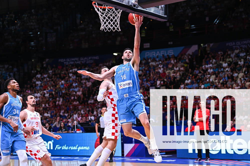 Croatia v Greece - FIBA Olympic Qualifying Tournament 2024 Final Kostas Papanikolaou of Greece is playing during the FIBA Olympic Qualifying Tournament 2024 Final match between Croatia and Greece at Peace & Friendship Stadium in Piraeus, Greece, on July 7, 2024. Piraeus Greece