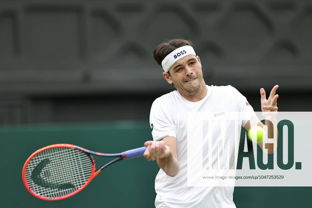 Fritz Taylor, USA, during fourth round of 2024 All England Lawn Tennis Championships at Wimbledon, gentlemens singles, London