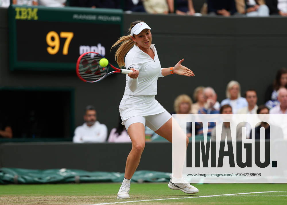 9th July 2024; All England Lawn Tennis and Croquet Club, London, England; Wimbledon Tennis Tournament, Day 9; Donna Vekic (CRO) from the baseline against Lulu Sun (NZL), womens singles quarter final match ActionPlus12666352 JohnxPatrickxFletcher