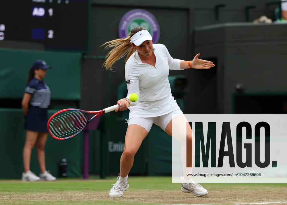 9th July 2024; All England Lawn Tennis and Croquet Club, London, England; Wimbledon Tennis Tournament, Day 9; Donna Vekic (CRO) from the baseline against Lulu Sun (NZL), womens singles quarter final match ActionPlus12666354 JohnxPatrickxFletcher