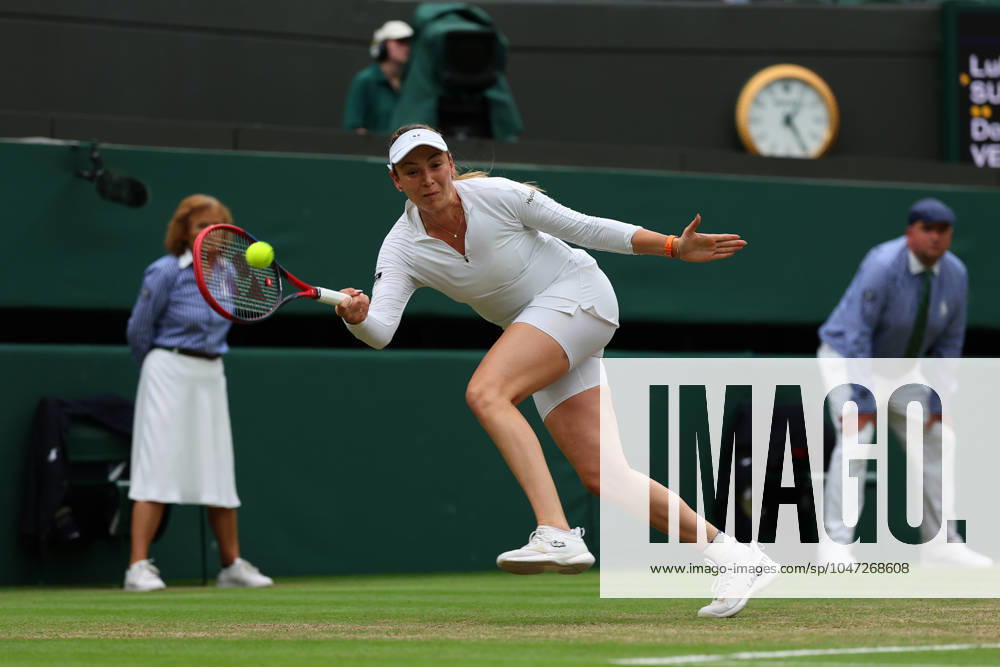 9th July 2024; All England Lawn Tennis and Croquet Club, London, England; Wimbledon Tennis Tournament, Day 9; Donna Vekic (CRO) from the baseline against Lulu Sun (NZL), womens singles quarter final match ActionPlus12666355 JohnxPatrickxFletcher