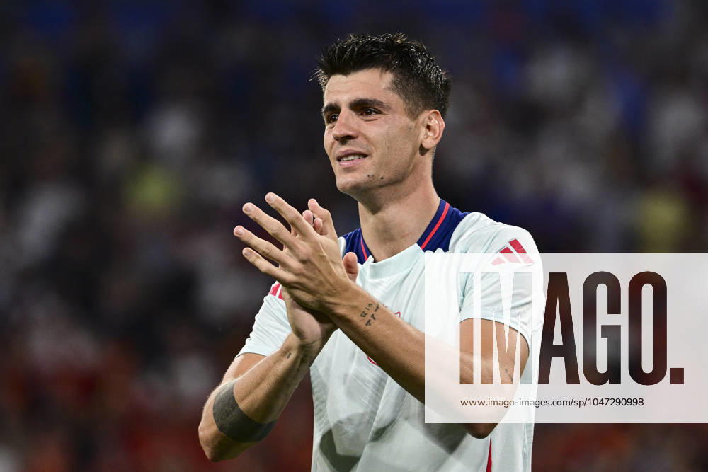 Alvaro Morata 7 Spain cheers, Spain vs France, football, UEFA Euro 2024, semi-final, 09 07 2024 Munich Bavaria Germany