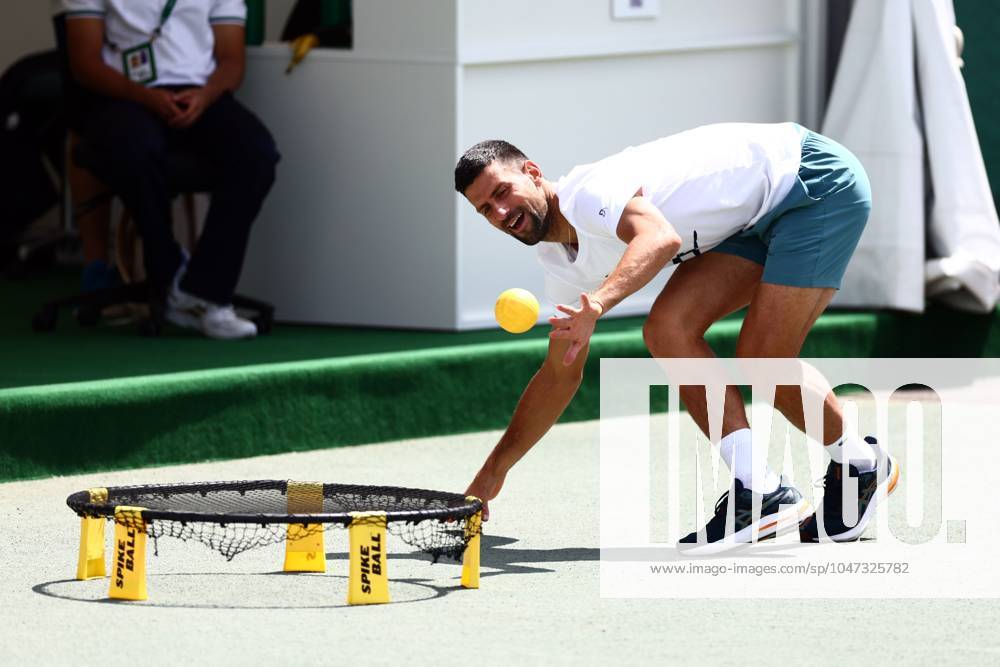 Novak Djokovic exercising with his children Wimbledon Tennis Championships, Day 11, The All England Lawn Tennis and Croquet Club, London, UK - 11 Jul 2024