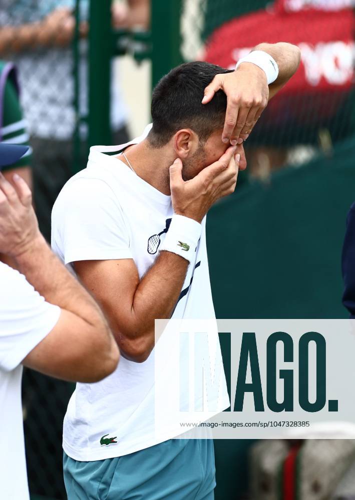 Novak Djokovic adjusts his contact lens Wimbledon Tennis Championships, Day 11, The All England Lawn Tennis and Croquet Club, London, UK - 11 Jul 2024