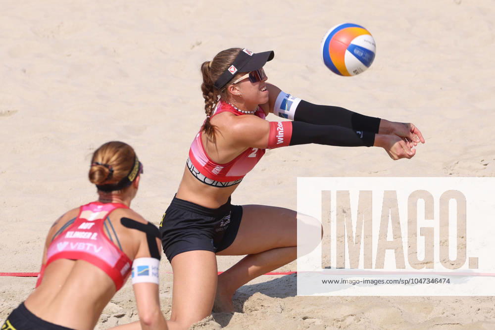 BEACHVOLLEYBALL - Beach Pro Vienna VIENNA,AUSTRIA,12.JUL.24 - Beach volleyball, Beachvolleyball - A1 Beach Pro Vienna. Image shows Ronja Klinger and Dorina Klinger (AUT). GEPAxpictures xMathiasxMandl
