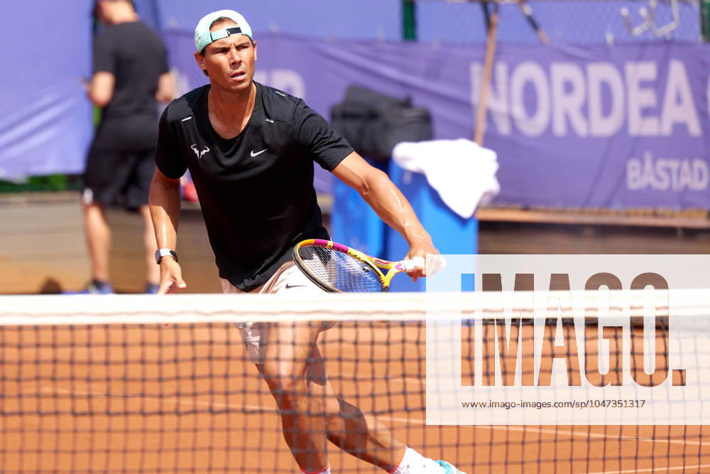 Rafael Nadal of Spain during his training session in Bastad prior to the Mens ATP250 Nordea Open tournament at Bastad Tennis Stadium on July 12, 2024 in Bastad, Sweden (Photo by Camilla Stolen Imago) Bastad Sweden