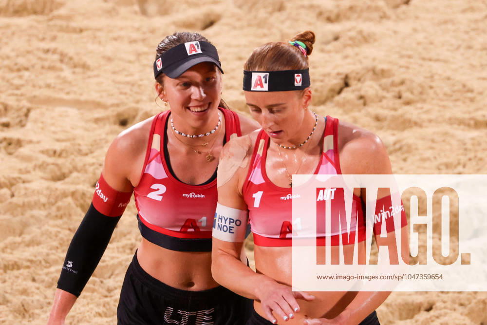 BEACHVOLLEYBALL - Beach Pro Vienna VIENNA,AUSTRIA,12.JUL.24 - Beach volleyball, Beachvolleyball - A1 Beach Pro Vienna. Image shows Ronja Klinger and Dorina Klinger (AUT). GEPAxpictures xMathiasxMandl