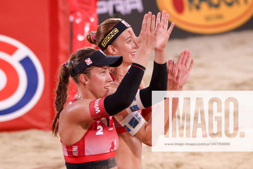 BEACHVOLLEYBALL - Beach Pro Vienna VIENNA,AUSTRIA,12.JUL.24 - Beach volleyball, Beachvolleyball - A1 Beach Pro Vienna. Image shows Ronja Klinger and Dorina Klinger (AUT). GEPAxpictures xMathiasxMandl