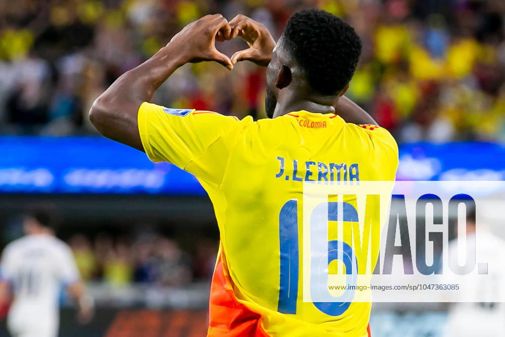 CHARLOTTE, NC - JULY 10: Colombia midfielder Jefferson Lerma (16) celebrates a goal scored during the CONMEBOL Copa America semifinal between Uruguay and Colombia on Wednesday July 10, 2024 at Bank of America Stadium in Charlotte, NC. (Photo by Nick Tre. Smith Icon Sportswire) SOCCER: JUL 10 CONMEBOL Copa America - Semifinals - Uruguay vs Colombia Icon2407101376