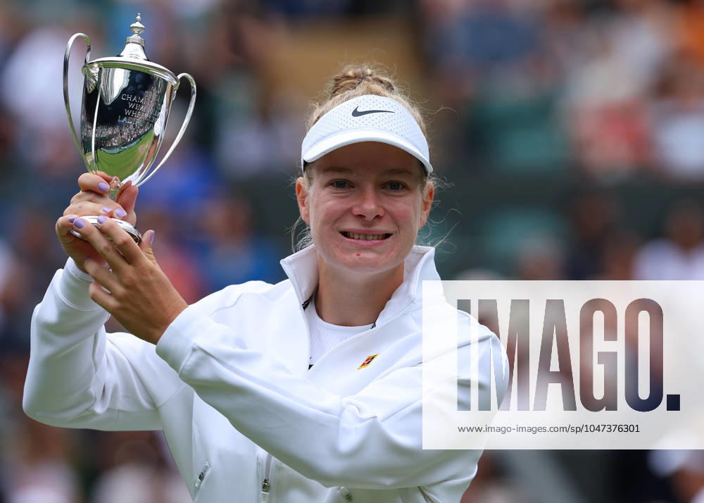 13th July 2024; All England Lawn Tennis and Croquet Club, London, England; Wimbledon Tennis Tournament, Day 13; Diede De Groot (NED) lifts the Ladies Wheelchair Singles Final trophy for a sixth time in her career after defeating Aniek Van Koot (NED) in straight sets on Court One ActionPlus12667315 JohnxPatrickxFletcher