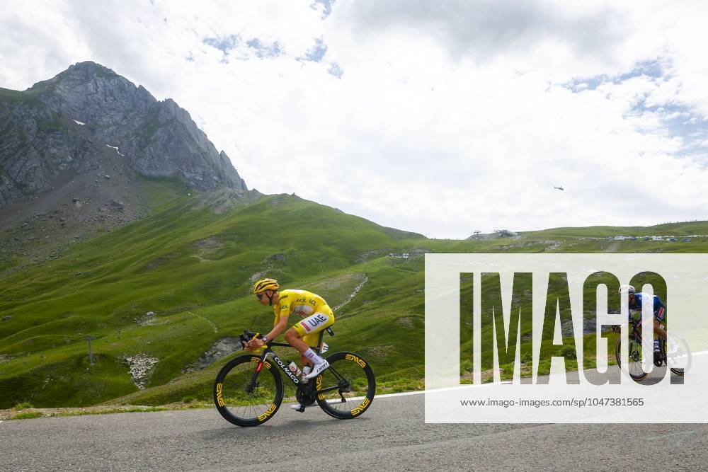 Tour de France 2024 - Stage 14 SAINT-LARY-SOULAN PLA D ADET, FRANCE - JULY 13 : Pogacar Tadej (SVN) of UAE Team Emirates in action during stage 14 of the 111th edition of the Tour de France 2024 cycling race, a stage of 152 kms with start in Pau and finish in Saint-Lary-Soulan Pla d Adet on July 13, 2024 in Saint-Lary-Soulan Pla d Adet, France, 13 07 2024 Saint-Lary-Soulan Pla d Adet France