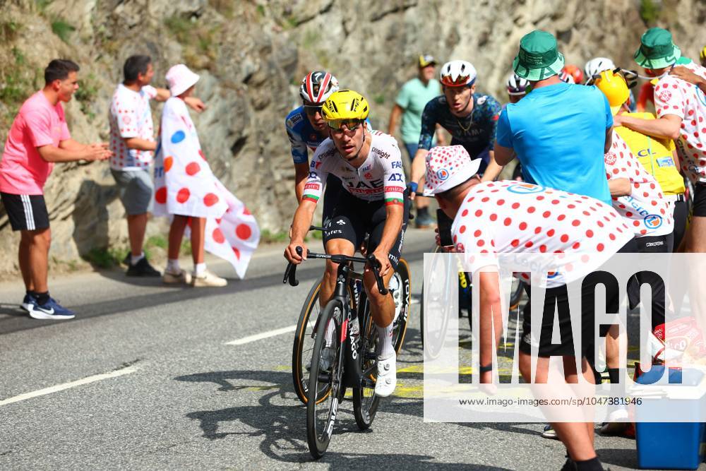 Portuguese Joao Almeida of UAE Team Emirates pictured in action during stage 14 of the 2024 Tour de France cycling race, from Pau to Saint-Lary-Soulan Pla d Adet, France (151,9 km), on Saturday 13 July 2024. The 111th edition of the Tour de France starts on Saturday 29 June and will finish in Nice, France on 21 July. POOLxLUCAxBETTINI x96365518x