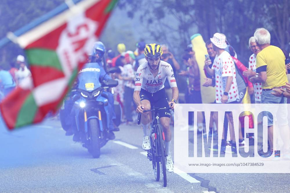 Tour de France 2024 - Stage 14 SAINT-LARY-SOULAN PLA D ADET, FRANCE - JULY 13 : Yates Adam (GBR) of UAE Team Emirates in action during stage 14 of the 111th edition of the Tour de France 2024 cycling race, a stage of 152 kms with start in Pau and finish in Saint-Lary-Soulan Pla d Adet on July 13, 2024 in Saint-Lary-Soulan Pla d Adet, France, 13 07 2024 Saint-Lary-Soulan Pla d Adet France