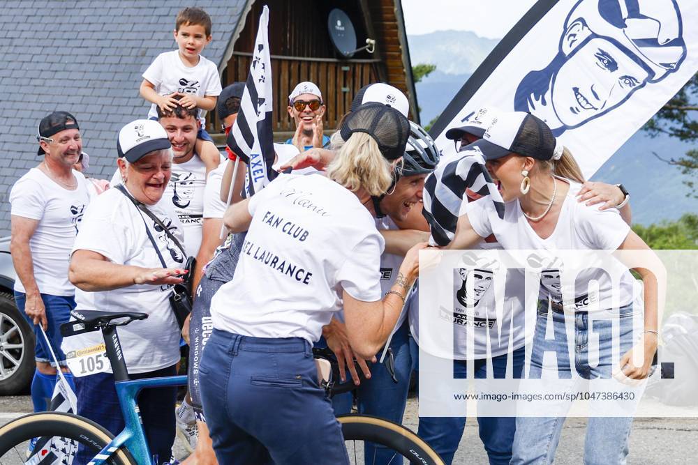 Tour de France 2024 - Stage 14 SAINT-LARY-SOULAN PLA D ADET, FRANCE - JULY 13 : Laurance Axel (FRA) of Alpecin-Deceuninck with fans during stage 14 of the 111th edition of the Tour de France 2024 cycling race, a stage of 152 kms with start in Pau and finish in Saint-Lary-Soulan Pla d Adet on July 13, 2024 in Saint-Lary-Soulan Pla d Adet, France, 13 07 2024 Saint-Lary-Soulan Pla d Adet France