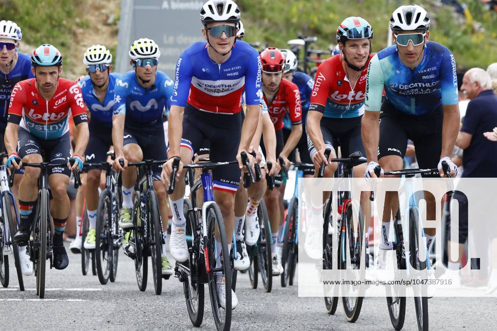 Tour de France 2024 - Stage 14 SAINT-LARY-SOULAN PLA D ADET, FRANCE - JULY 13 : Van Moer Brent (BEL) of Lotto Dstny during stage 14 of the 111th edition of the Tour de France 2024 cycling race, a stage of 152 kms with start in Pau and finish in Saint-Lary-Soulan Pla d Adet on July 13, 2024 in Saint-Lary-Soulan Pla d Adet, France, 13 07 2024 Saint-Lary-Soulan Pla d Adet France