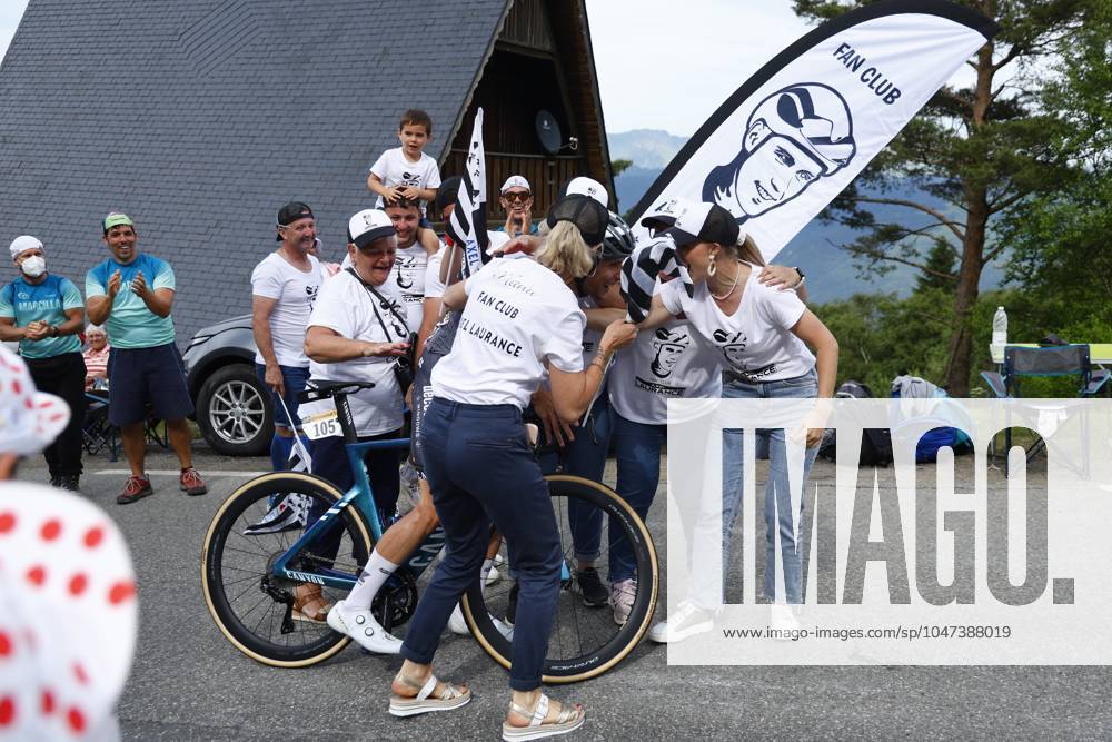 Tour de France 2024 - Stage 14 SAINT-LARY-SOULAN PLA D ADET, FRANCE - JULY 13 : Laurance Axel (FRA) of Alpecin-Deceuninck and fans during stage 14 of the 111th edition of the Tour de France 2024 cycling race, a stage of 152 kms with start in Pau and finish in Saint-Lary-Soulan Pla d Adet on July 13, 2024 in Saint-Lary-Soulan Pla d Adet, France, 13 07 2024 Saint-Lary-Soulan Pla d Adet France