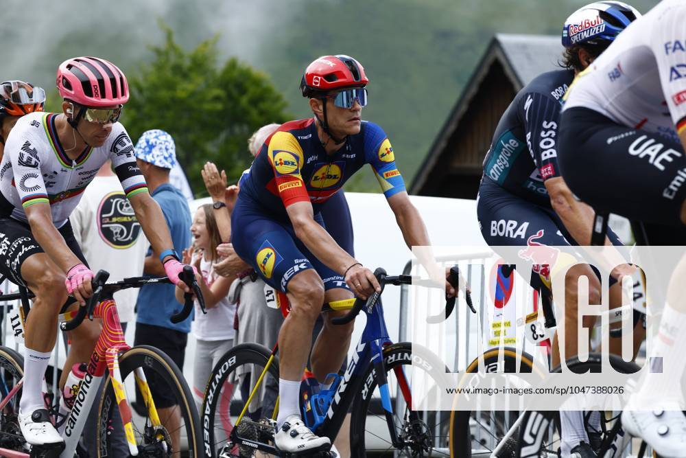Tour de France 2024 - Stage 14 SAINT-LARY-SOULAN PLA D ADET, FRANCE - JULY 13 : Stuyven Jasper (BEL) of Lidl - Trek during stage 14 of the 111th edition of the Tour de France 2024 cycling race, a stage of 152 kms with start in Pau and finish in Saint-Lary-Soulan Pla d Adet on July 13, 2024 in Saint-Lary-Soulan Pla d Adet, France, 13 07 2024 Saint-Lary-Soulan Pla d Adet France