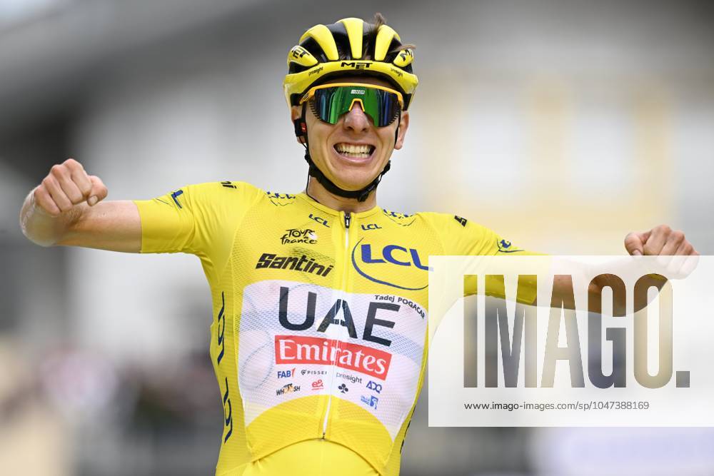 Tour de France 2024 - Stage 14 SAINT-LARY-SOULAN PLA D ADET, FRANCE - JULY 13 : Pogacar Tadej (SVN) of UAE Team Emirates winning stage 14 of the 111th edition of the Tour de France 2024 cycling race, a stage of 152 kms with start in Pau and finish in Saint-Lary-Soulan Pla d Adet on July 13, 2024 in Saint-Lary-Soulan Pla d Adet, France, 13 07 2024 Saint-Lary-Soulan Pla d Adet France