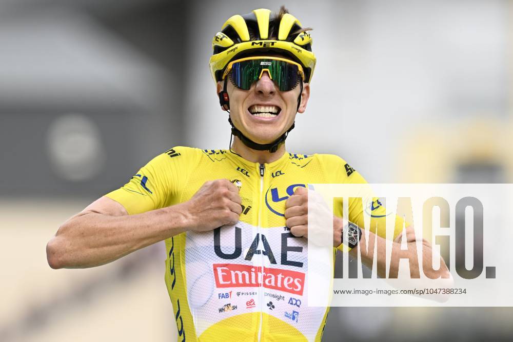 Tour de France 2024 - Stage 14 SAINT-LARY-SOULAN PLA D ADET, FRANCE - JULY 13 : Pogacar Tadej (SVN) of UAE Team Emirates winning stage 14 of the 111th edition of the Tour de France 2024 cycling race, a stage of 152 kms with start in Pau and finish in Saint-Lary-Soulan Pla d Adet on July 13, 2024 in Saint-Lary-Soulan Pla d Adet, France, 13 07 2024 Saint-Lary-Soulan Pla d Adet France