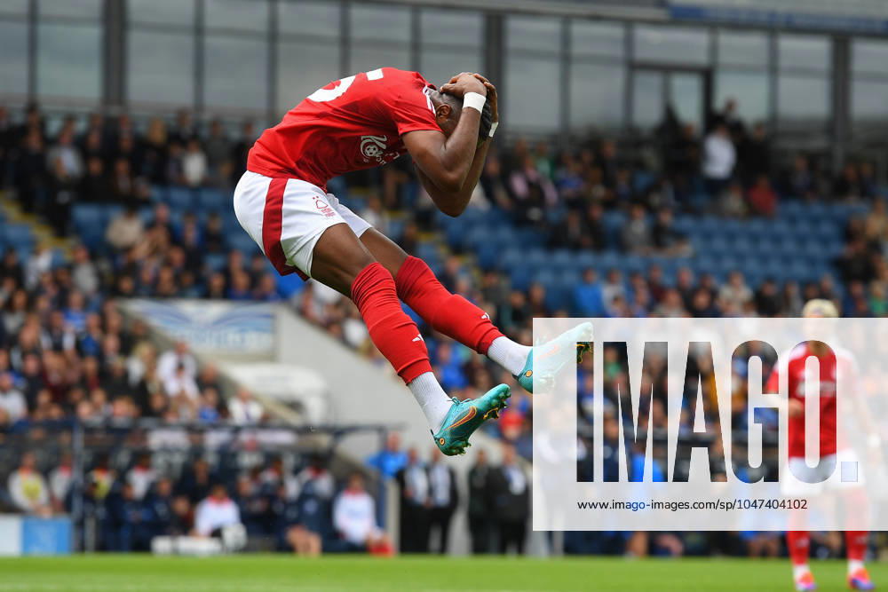 Chesterfield v Nottingham Forest - Pre-Season Friendly Emmanuel Dennis of Nottingham Forest is reacting after a missed opportunity at goal during the Pre-season Friendly match between Chesterfield and Nottingham Forest at the SMH Group stadium in Chesterfield, England, on July 13, 2024. Chesterfield Derbyshire United Kingdom