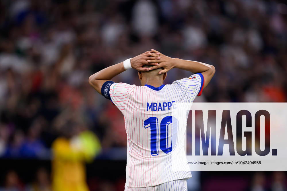 KAI SCHWOERER Kylian Mbappe of France reacts during the UEFA EURO, EM, Europameisterschaft,Fussball 2024 semi-final match between Spain and France at Munich Football Arena on July 9, 2024 in Munich, Germany. 090724-CPL-ESPvFRA-223