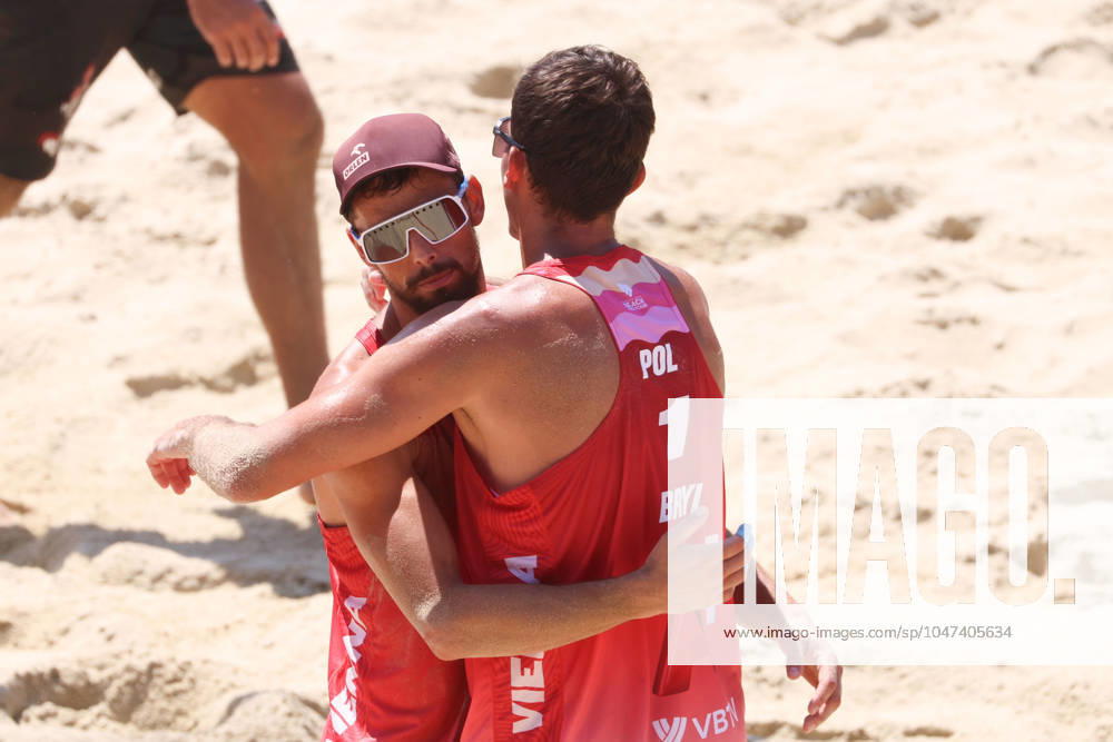 BEACHVOLLEYBALL - Beach Pro Vienna VIENNA,AUSTRIA,14.JUL.24 - Beach volleyball, Beachvolleyball - A1 Beach Pro Vienna. Image shows Bartosz Losiak and Michal Bryl (POL). GEPAxpictures xMathiasxMandl