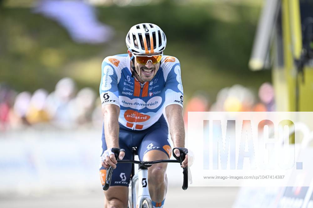 Tour de France 2024 - Stage 15 PLATEAU DE BEILLE, FRANCE - JULY 14 : Degenkolb John (GER) of Team dsm-firmenich PostNL at the finish line during stage 15 of the 111th edition of the Tour de France 2024 cycling race, a stage of 198 kms with start in Loudenvielle and finish in Plateau de Beille on July 14, 2024 in Plateau de Beille, France, 14 07 2024 Plateau de Beille France