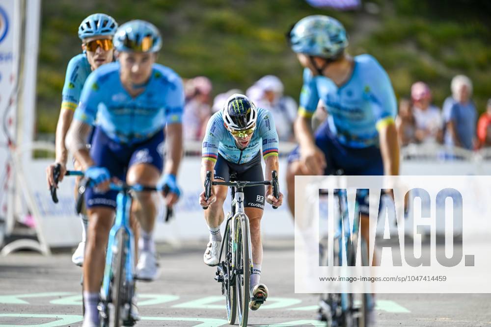 Tour de France 2024 - Stage 15 PLATEAU DE BEILLE, FRANCE - JULY 14 : Cavendish Mark (GBR) of Astana Qazaqstan Team at the finish line during stage 15 of the 111th edition of the Tour de France 2024 cycling race, a stage of 198 kms with start in Loudenvielle and finish in Plateau de Beille on July 14, 2024 in Plateau de Beille, France, 14 07 2024 Plateau de Beille France