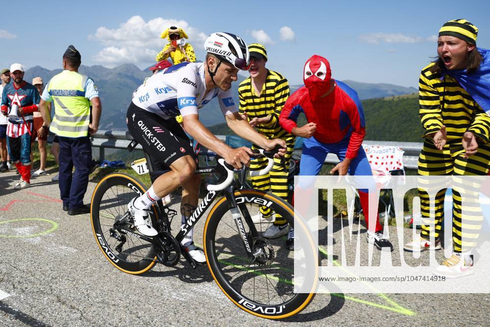 Tour de France 2024 - Stage 15 PLATEAU DE BEILLE, FRANCE - JULY 14 : Evenepoel Remco (BEL) of Soudal - Quick Step during stage 15 of the 111th edition of the Tour de France 2024 cycling race, a stage of 198 kms with start in Loudenvielle and finish in Plateau de Beille on July 14, 2024 in Plateau de Beille, France, 14 07 2024 Plateau de Beille France
