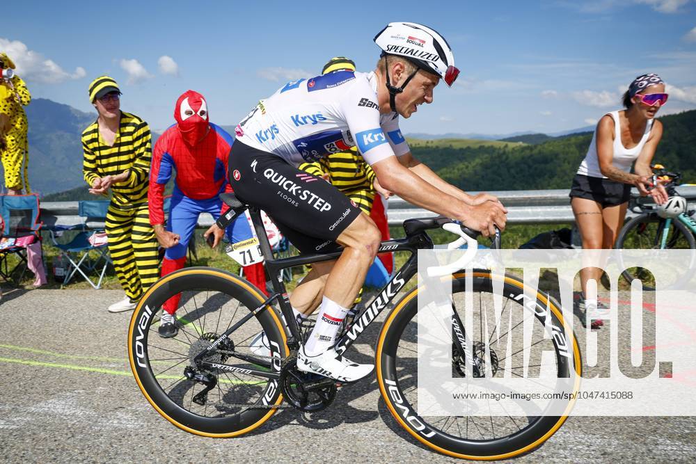 Tour de France 2024 - Stage 15 PLATEAU DE BEILLE, FRANCE - JULY 14 : Evenepoel Remco (BEL) of Soudal - Quick Step during stage 15 of the 111th edition of the Tour de France 2024 cycling race, a stage of 198 kms with start in Loudenvielle and finish in Plateau de Beille on July 14, 2024 in Plateau de Beille, France, 14 07 2024 Plateau de Beille France