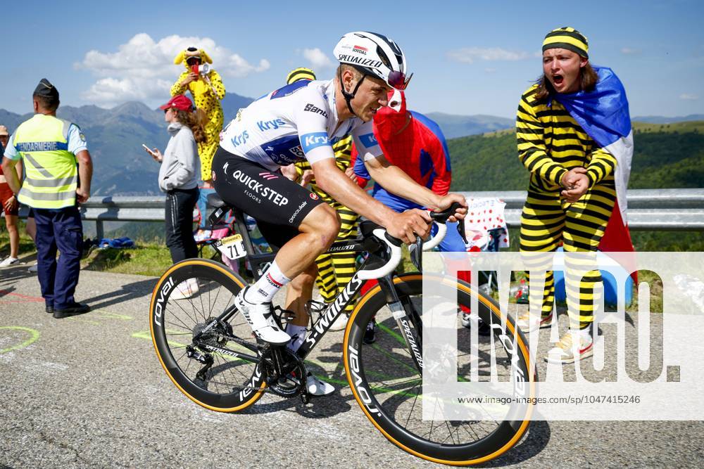 Tour de France 2024 - Stage 15 PLATEAU DE BEILLE, FRANCE - JULY 14 : Evenepoel Remco (BEL) of Soudal - Quick Step during stage 15 of the 111th edition of the Tour de France 2024 cycling race, a stage of 198 kms with start in Loudenvielle and finish in Plateau de Beille on July 14, 2024 in Plateau de Beille, France, 14 07 2024 Plateau de Beille France