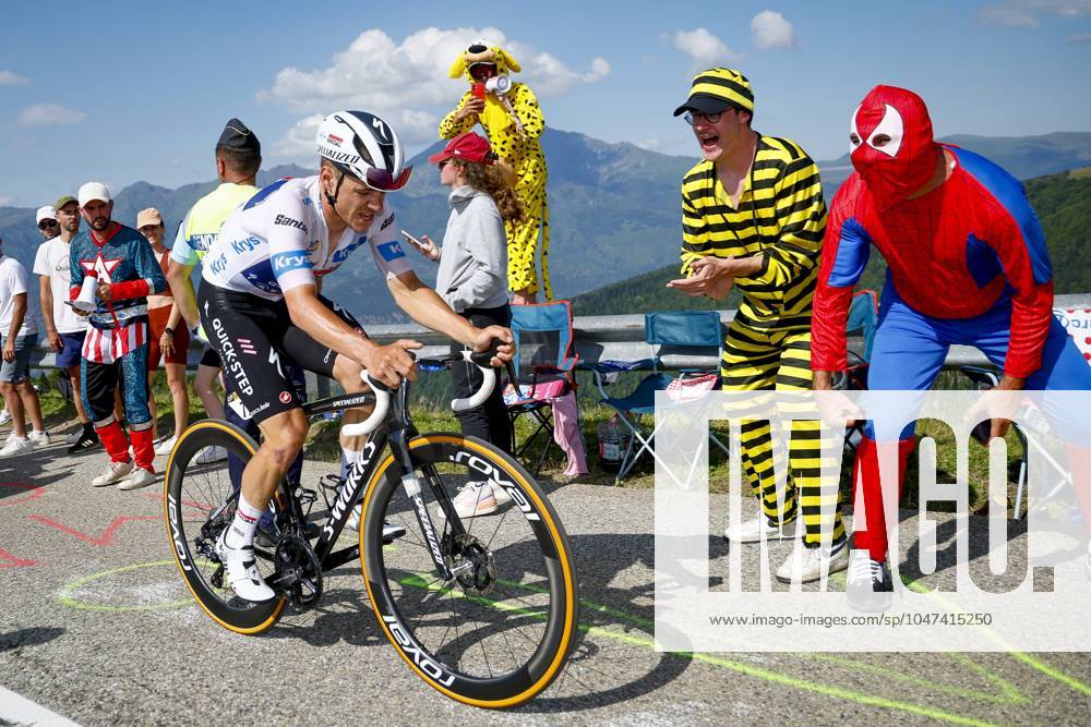 Tour de France 2024 - Stage 15 PLATEAU DE BEILLE, FRANCE - JULY 14 : Evenepoel Remco (BEL) of Soudal - Quick Step during stage 15 of the 111th edition of the Tour de France 2024 cycling race, a stage of 198 kms with start in Loudenvielle and finish in Plateau de Beille on July 14, 2024 in Plateau de Beille, France, 14 07 2024 Plateau de Beille France