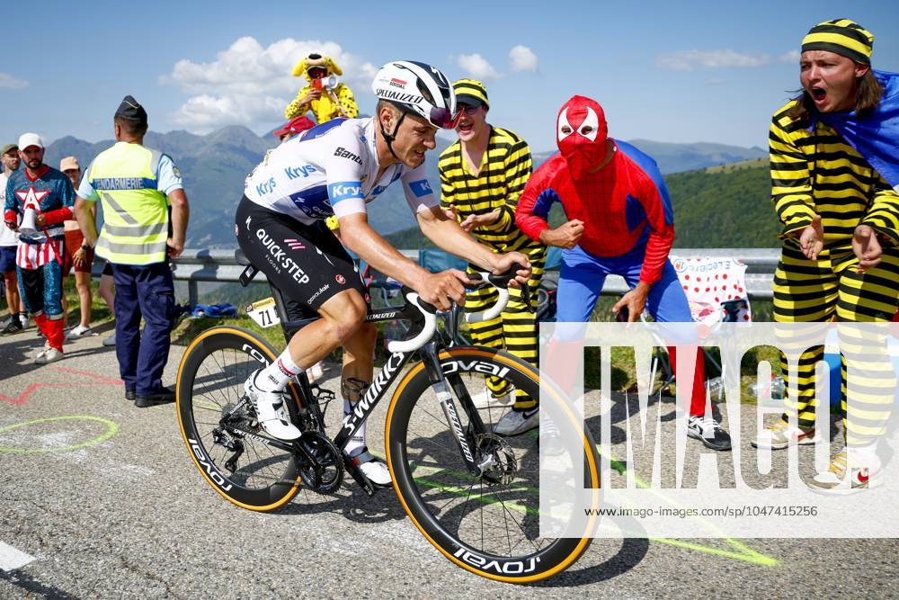 Tour de France 2024 - Stage 15 PLATEAU DE BEILLE, FRANCE - JULY 14 : Evenepoel Remco (BEL) of Soudal - Quick Step during stage 15 of the 111th edition of the Tour de France 2024 cycling race, a stage of 198 kms with start in Loudenvielle and finish in Plateau de Beille on July 14, 2024 in Plateau de Beille, France, 14 07 2024 Plateau de Beille France