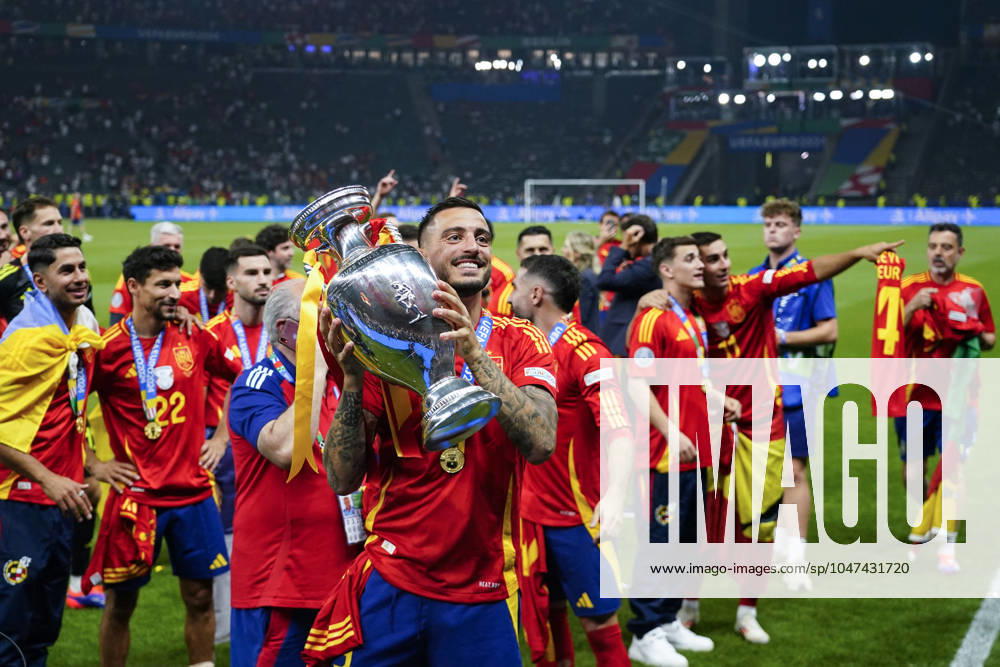 GER: Spain v England. UEFA EURO, EM, Europameisterschaft,Fussball 2024 Final Joselu Mato of Spain celebrates the victory at full time during the UEFA Euro 2024 match between Spain and England, Final, played at Olympiastadion on July 14, 2024 in Berlin, Germany. kpng