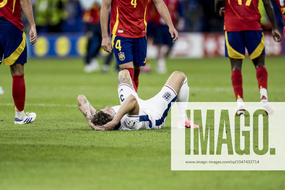 Spain v England, UEFA EURO, EM, Europameisterschaft,Fussball 2024 final, Berlin, Germany Berlin, Germany. 14th, July 2024. John Stones (5) of England seen after the final whistle of the UEFA Euro 2024 final between Spain and England at Olympiastadion in Berlin. Berlin Germany