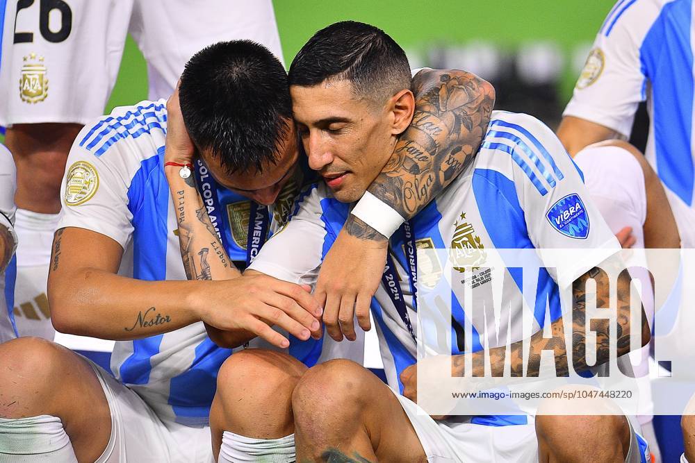Copa America USA 2024 Argentina vs Colombia - Final Lautaro Martinez, Angel Di Maria of Argentina during Final match between Argentina and Colombia as part of CONMEBOL Copa America USA 2024 at Hard Rock Stadium on July 14, 2024 in Miami Gardens, Florida, United States. MIAMI GARDENS FLORIDA UNITED STATES
