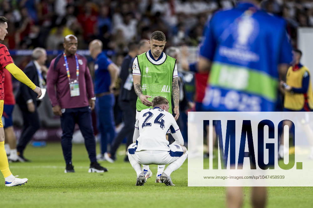 Spain v England, UEFA EURO, EM, Europameisterschaft,Fussball 2024 final, Berlin, Germany Berlin, Germany. 14th, July 2024. Cole Palmer (24) and Kieran Trippier of England seen after the final whistle of the UEFA Euro 2024 final between Spain and England at Olympiastadion in Berlin. Berlin Germany