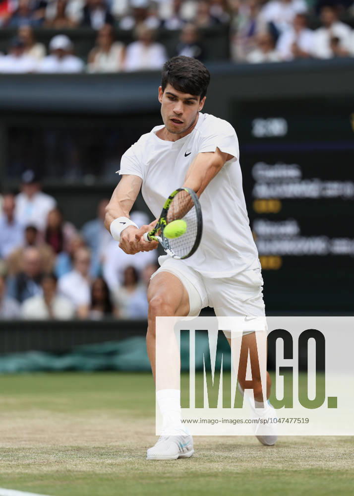 Carlos Alcaraz ESP Mens Singles, Gentlemen s Singles, Final, Final Tennis Wimbledon 2024 Grand Slam ITF ATP WTA AELTC London Great Britain 14 July 2024
