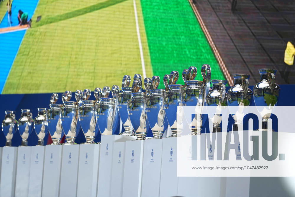 Presentation Kylian Mbappe In Real Madrid - Spain 15 TROPHEES during his presentation as a new player of Real Madrid CF at Santiago Bernabeu stadium in Madrid, Spain, on July 16, 2024. Photo by Laurent Lairys ABACAPRESS.COM Madrid Spain