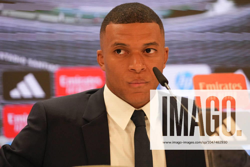 Presentation Kylian Mbappe In Real Madrid - Spain Kylian Mbappé during his presentation as a new player of Real Madrid CF at Santiago Bernabeu stadium in Madrid, Spain, on July 16, 2024. Photo by Laurent Lairys ABACAPRESS.COM Madrid Spain