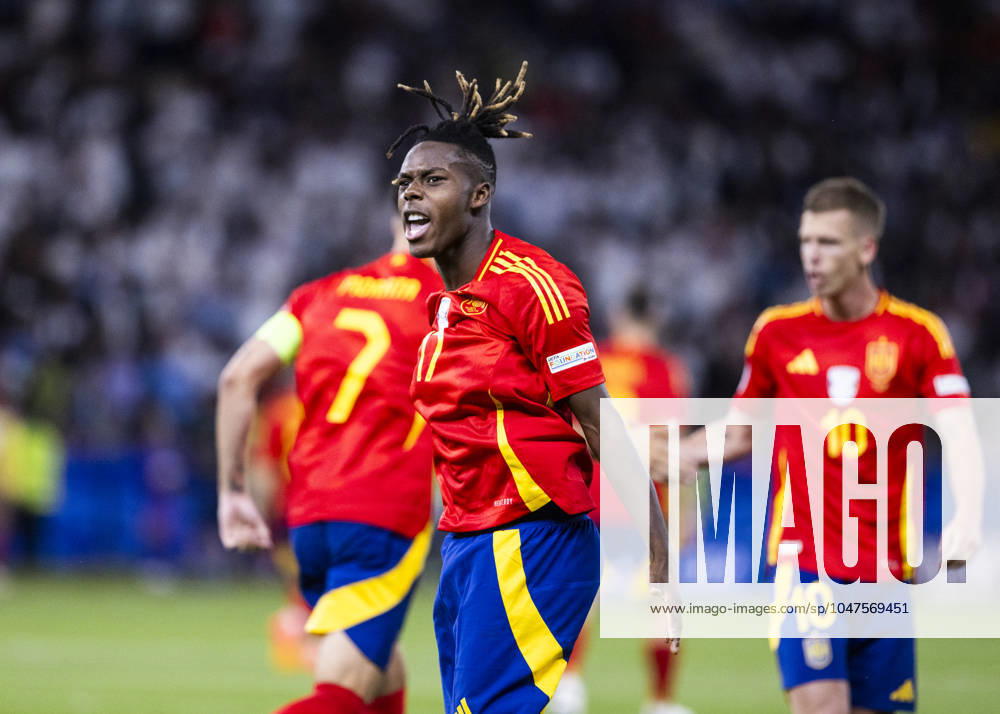 Berlin, Olympiastadion, 14 07 2024 Nico Williams of spain celebrates scoring the 1 0 goal during the final match at the Uefa Euro 2024 Spain vs England