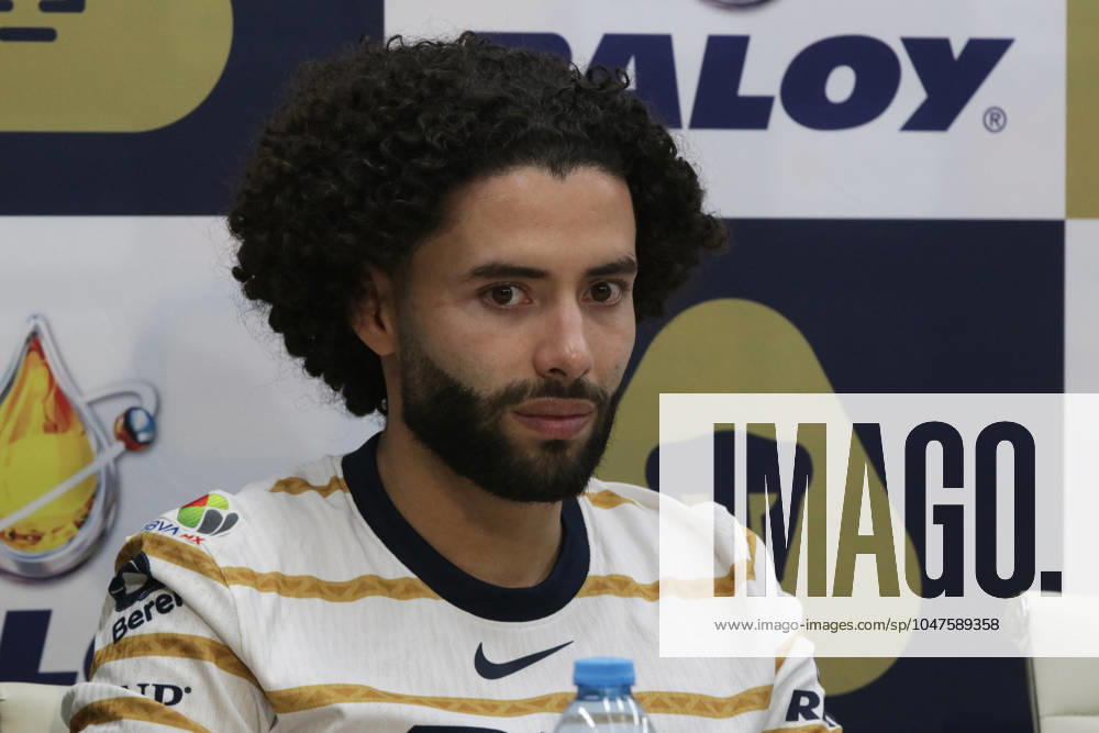 Cesar Huerta forward of Pumas soccer team during a press conference, PK, Pressekonferenz to announce Raloy automotive oils as the new sponsor of the Pumas de la UNAM soccer Team. Mexico City Mexico - ZUMAe321 20240719_zsa_e321_025