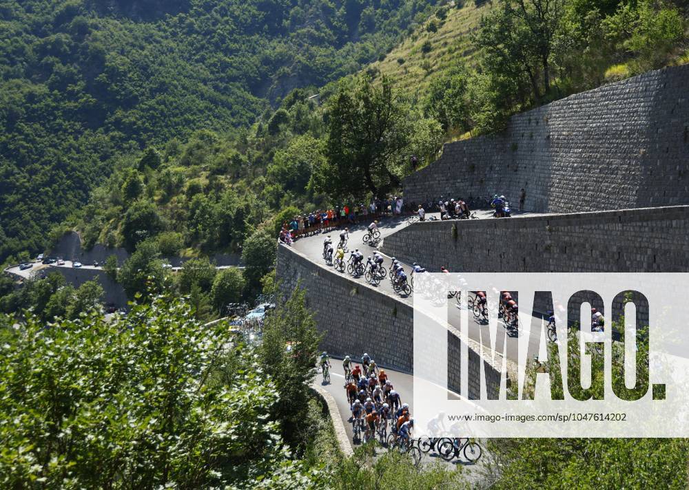 Tour de France 2024 - Stage 20 COL DE LA COUILLOLE, FRANCE - JULY 20 : illustration picture of the peloton during stage 20 of the 111th edition of the Tour de France 2024 cycling race, a stage of 132,8 kms with start in Nice and finish in Col de la Couillole on July 20, 2024 in Col de la Couillole, France, 20 07 2024 Col de la Couillole France